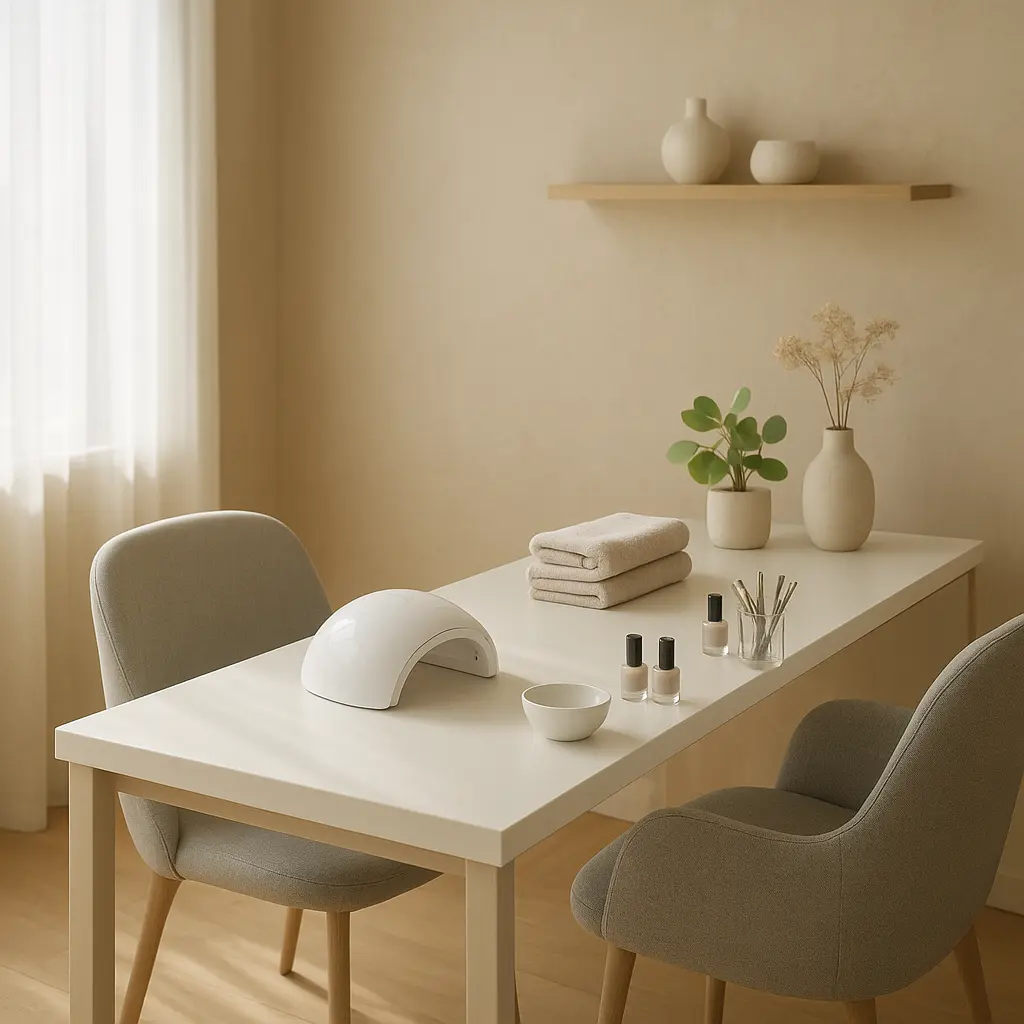 Moderner, heller Nail Spa Innenraum